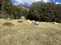 Our tents erected in front of Top Dingle Hut.