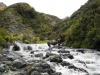 Waterfall on Otekaieke River. Razor Ridge behind