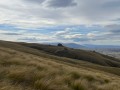 he view north-northeast to The Twins rock outcrop during the descent, with the Rock and Pillar Range and Kakanui Mountains in the background.